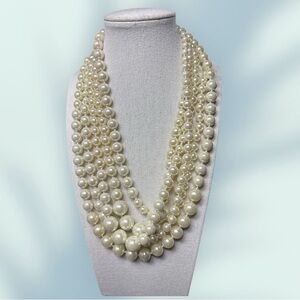J.CREW Gold Tone Multi Strand Layered Pearl Necklace